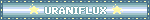 a blinkie with the uraniflux flag behind it that says "uraniflux"