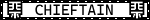 a blinkie with a black and white background and has a karma symbol from rain world on both sides, the text in the middle reads "chieftain"