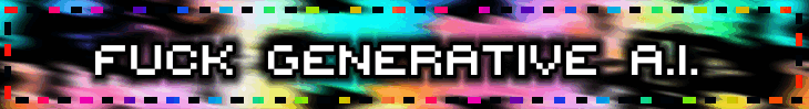 a blinkie with a rainbow and black fur image behind it that says "fuck generative a.i."